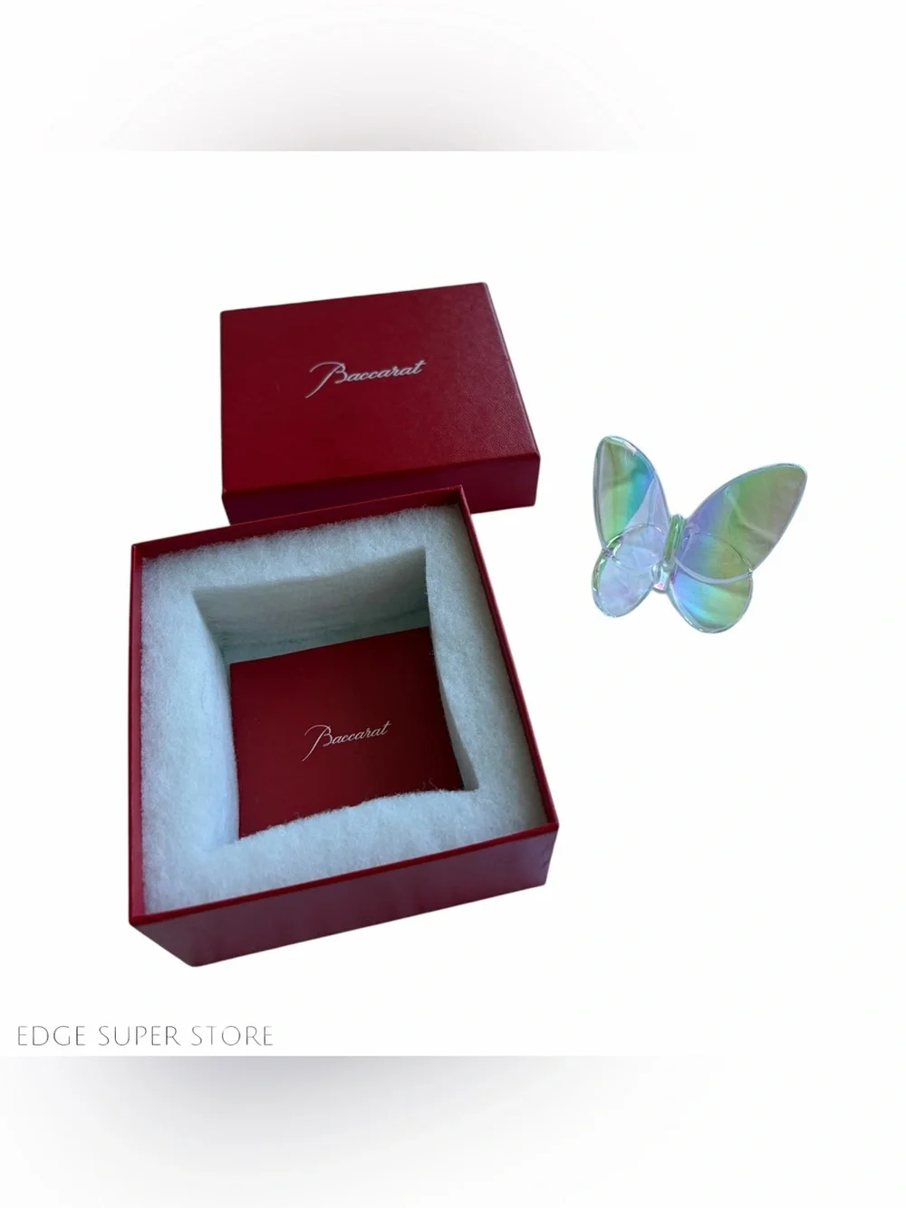 Baccarat Papillon Lucky Clear Iridescent Butterfly Crystal Figurine New 2601482